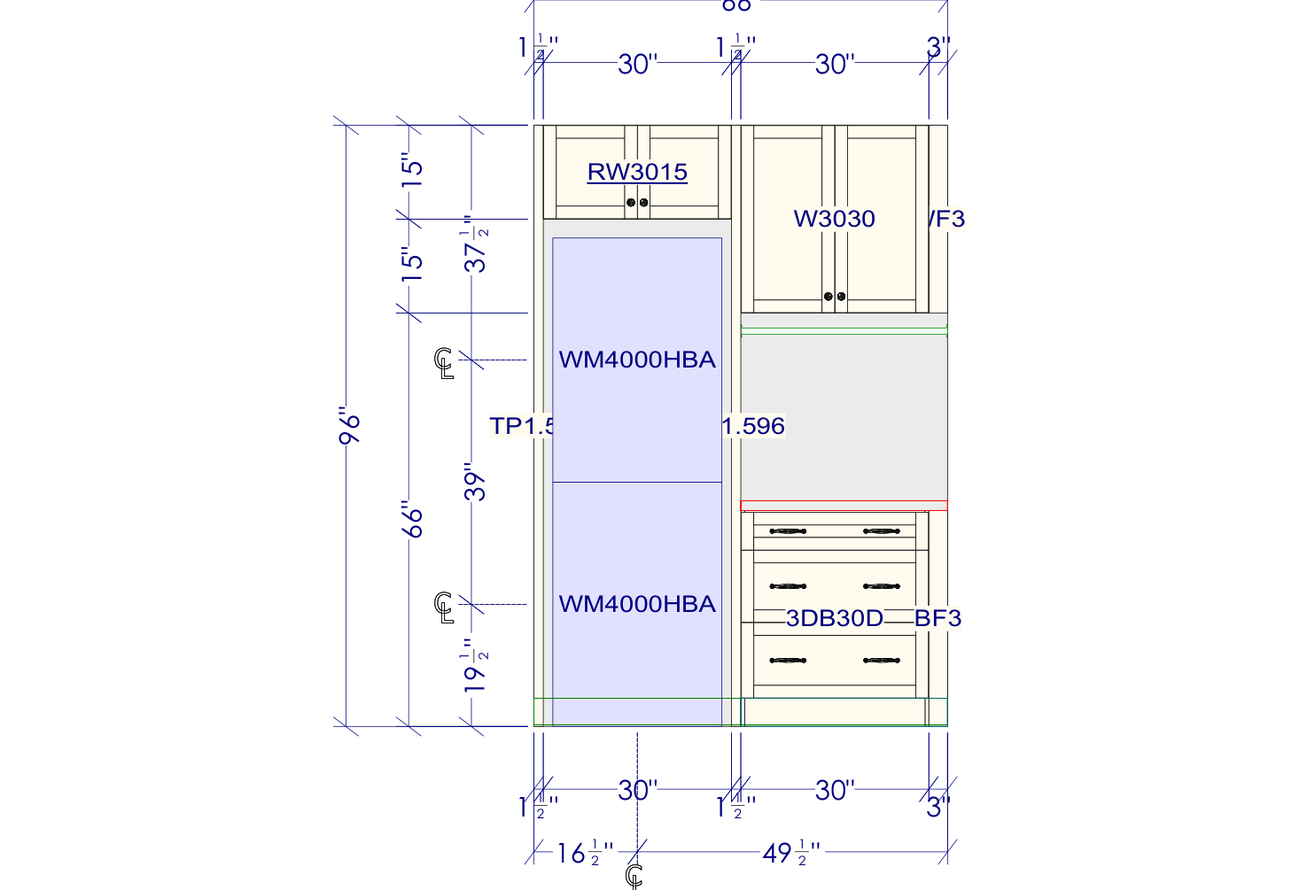 Laundry cabinet elevation