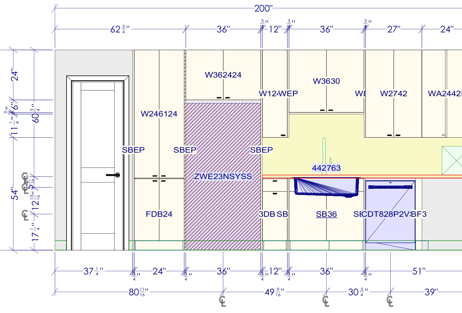 Appliance wall elevation
