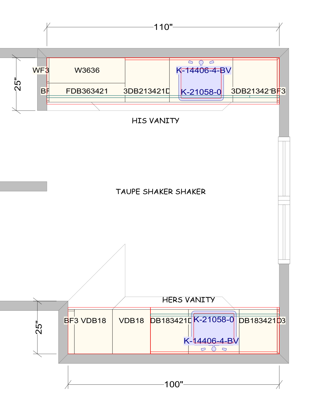 Paired vanity floor plan