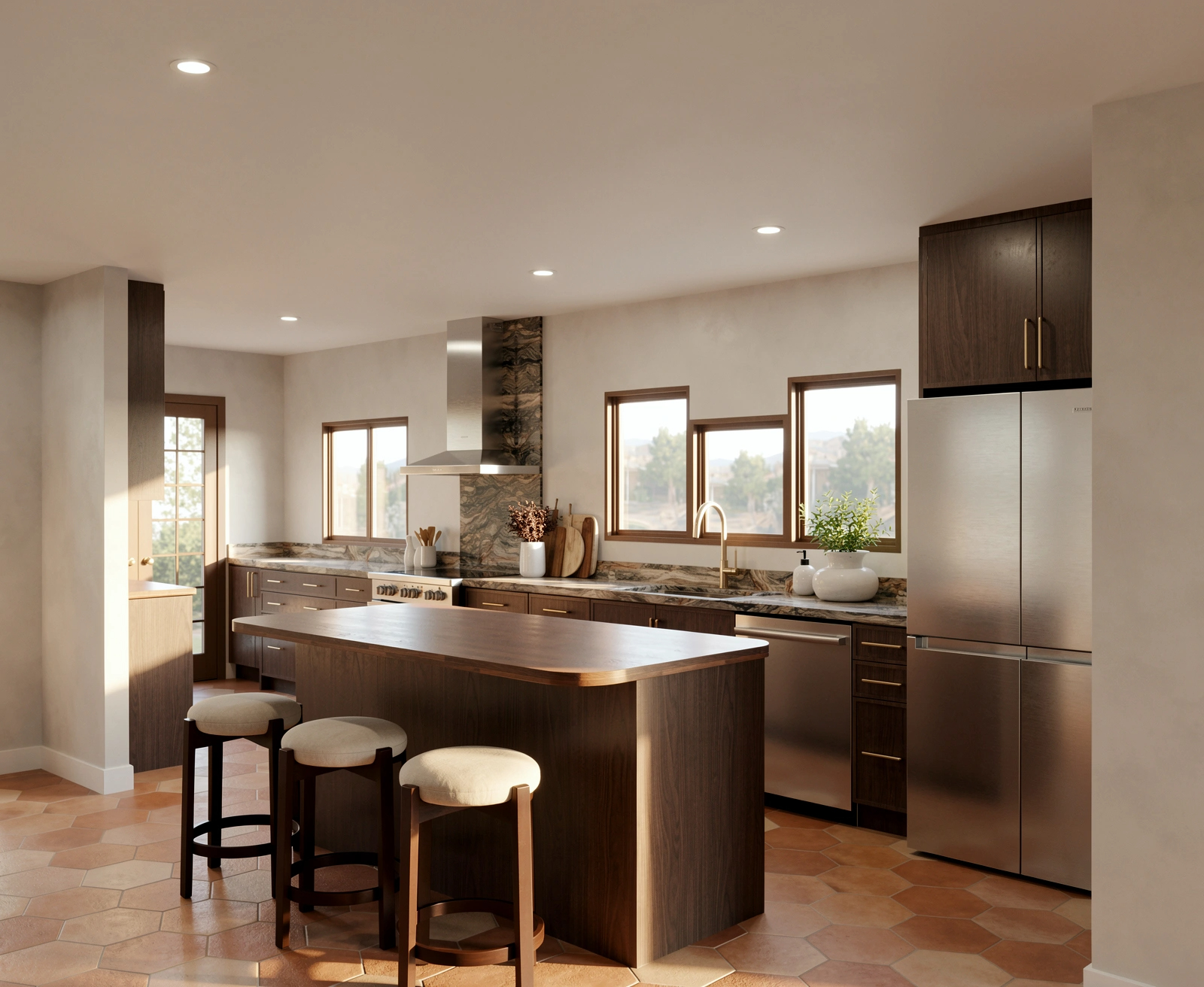 Walnut & terracotta, 3D visualization